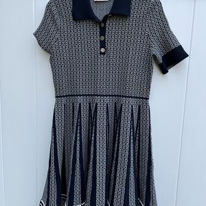 Tory Burch dress Gemini link jacquard blue